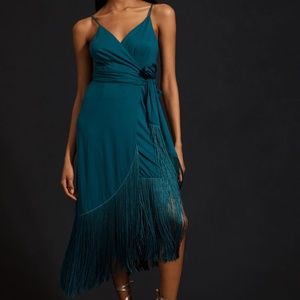 Anthropologie Hutch Fringed Hem Wrap Dress